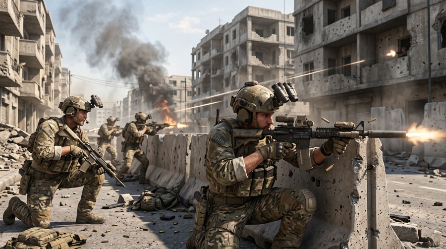 Special forces using cover during intense tactical combat in Battlefield REDSEC.